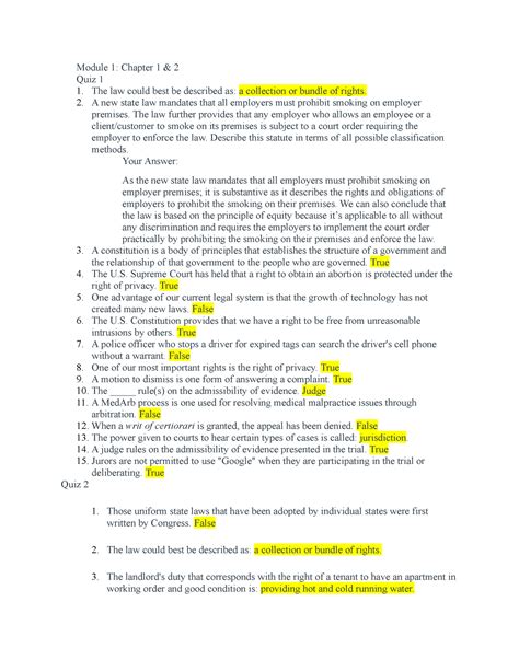 Legal Environment Of Business Study Guide Module Chapter