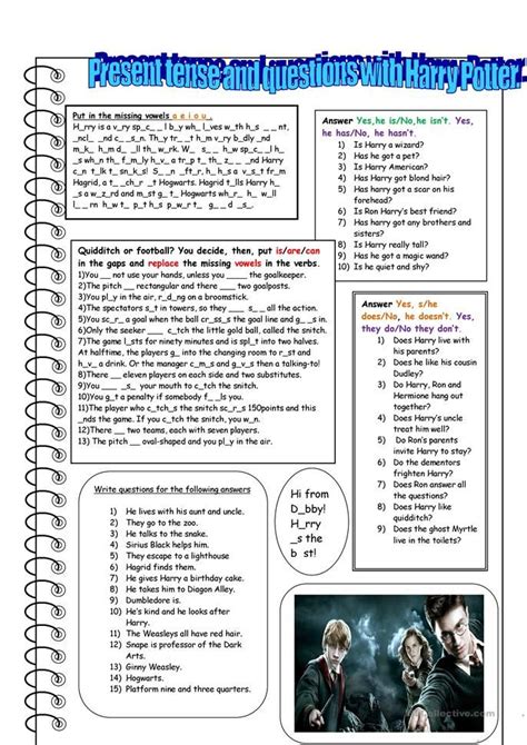 Questions With Harry Potter English Esl Worksheets For Distance Learning And Physical