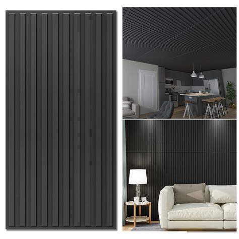 Art3d 12 Pack 2ft X 4ft Drop Ceiling Tiles In Black Slat Design 3d