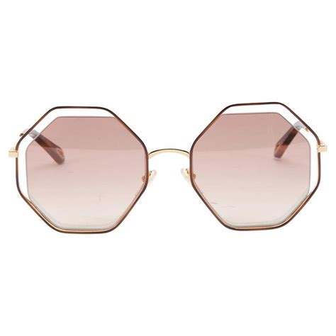 Chloé Womens Hexagonal Havana Metal Frame Sunglasses For Sale At 1stdibs