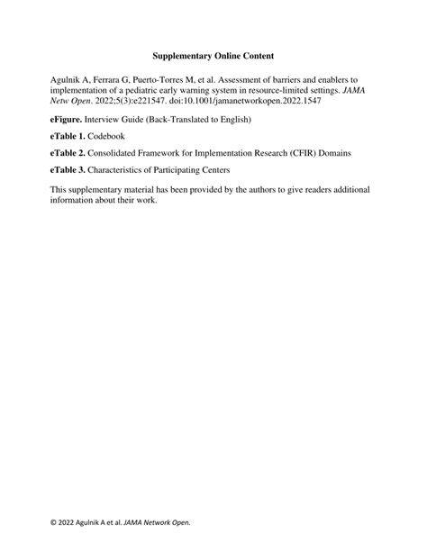 PDF Assessment Of Barriers And Enablers To Implementation Of A