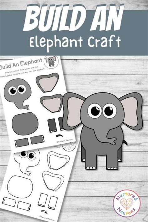 Build a Cute Elephant (Printable Cut and Paste Craft) - Nurtured Neurons