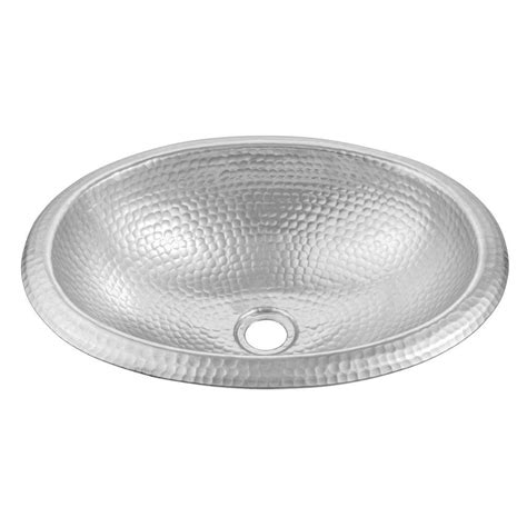 Monarch Abode In Hand Hammered Oval Drop In Bathroom Sink In Silver