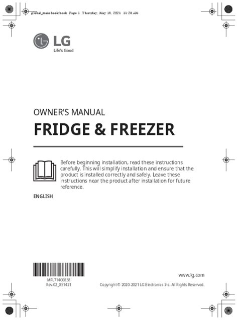 LG Fridge & Freezer Owner's Manual | Safety Instructions & Installation ...