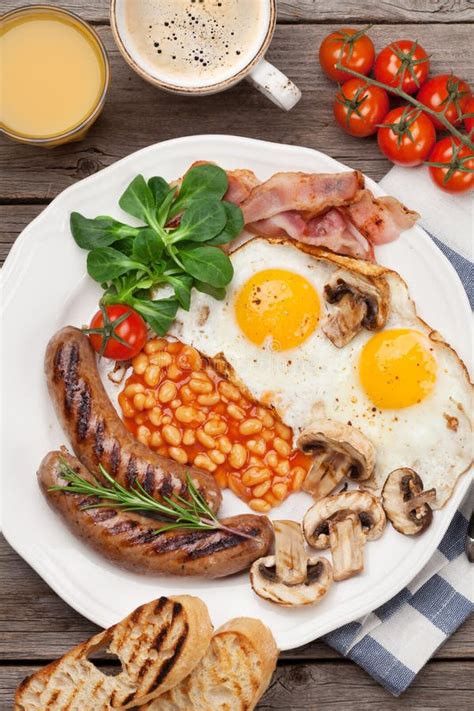 English Breakfast Fried Eggs Sausages Bacon Stock Image Image Of