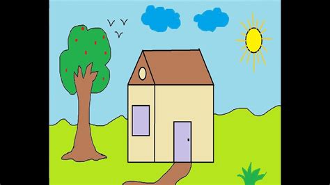 How To Draw House In Ms Paint For Kids By Smile Please World Youtube