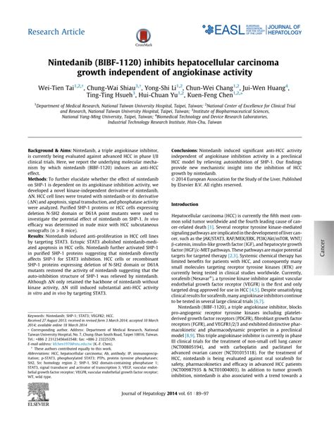 PDF Abstract 2629 Nintedanib BIBF 1120 Inhibits Hepatocellular