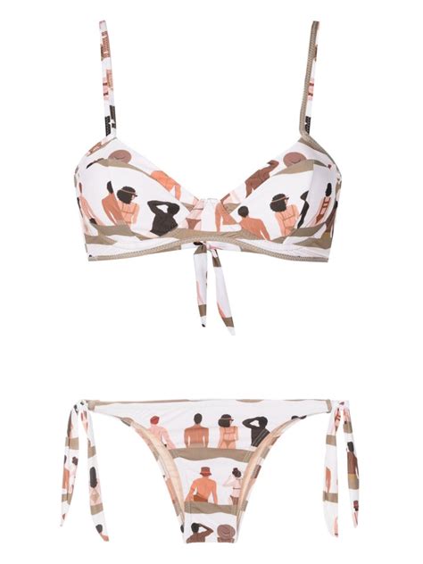 Amir Slama Swimmer Print Bikini In Neutrals ModeSens