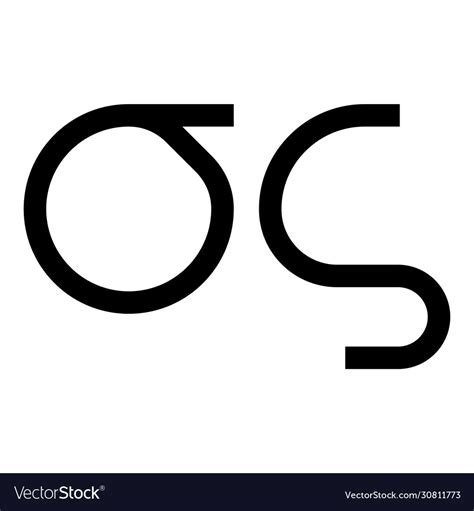 Sigma greek symbol small letter lowercase font Vector Image