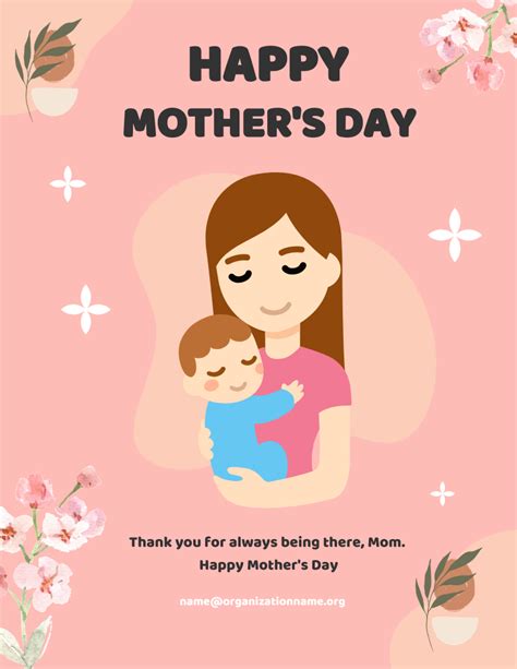 Pink Brown Illustrated Mothers Day Template