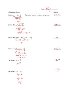 Fillable Online AP Calculus Pretest Fax Email Print - pdfFiller