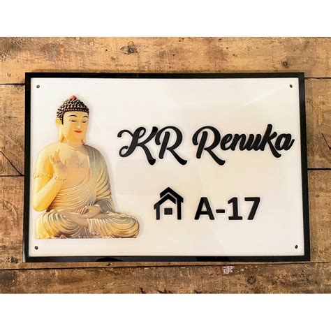 Buddha Design Acrylic Nameplate With Strong Base