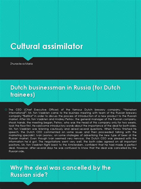 Cultural Assimilator Zhuravleva Pdf Negotiation Russian Empire