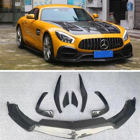 High Quality Real Carbon Fiber Front Lip Diffuser Bumper Kit Spoiler For Mercedes Benz Amg Gt