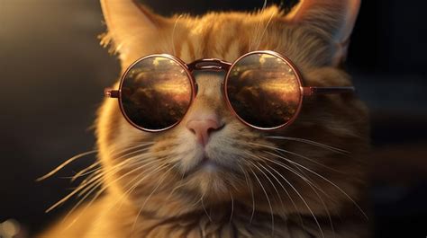 Premium Ai Image Closeup Portrait Of Funny Ginger Cat Wearing