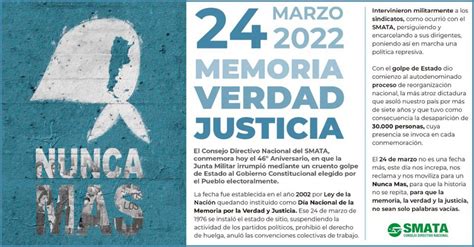 24 De Marzo Memoria Verdad Y Justicia Smata