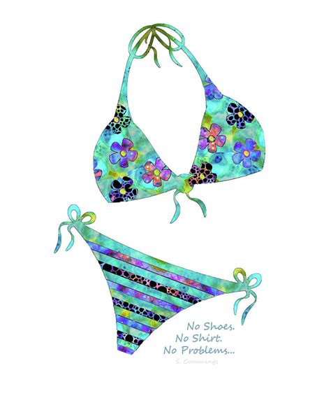 No Problems Summer Beach Bikini Art Sharon Cummings Painting By Sharon Cummings Fine Art
