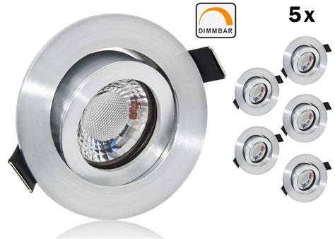 5 LED Einbauset Flat Alu LCLight Mit Alu Fein Rahmen