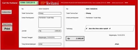 Contoh Kwitansi Rental Mobil Excel