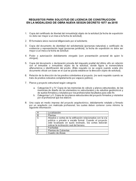 Requisitos Para Solicitud De Licencias Urbanisticas Y Otras Actuaciones