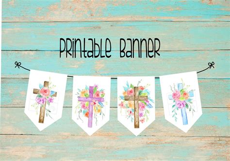 Printable Cross Floral Banner - Etsy