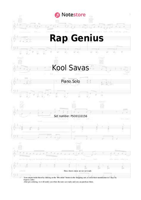 Rap Genius Piano Sheet Music Kool Savas Sido Samra In Note Store