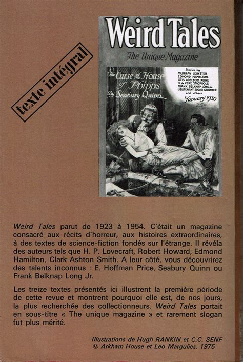 Les Meilleurs récits de Weird Tales 1 période 1925 32 ANTHOLOGIE