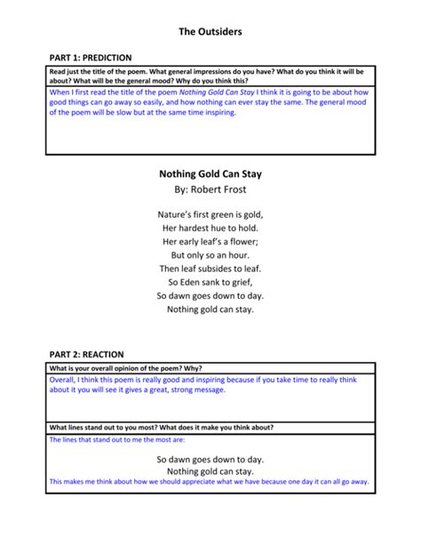 Nothing Gold Can Stay Poem The Outsiders Sitedoct Org