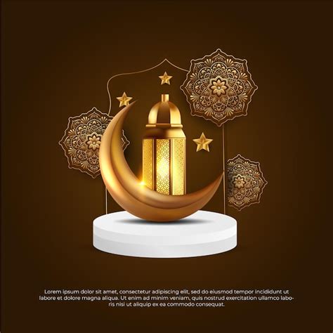 Eid Al Adha Mubarak Belle Lampe De Lune De Mandala 3d Fond De Vecteur