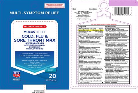 Mucus Relief Cold Flu And Sore Throat Max Maximum Strength Tablet