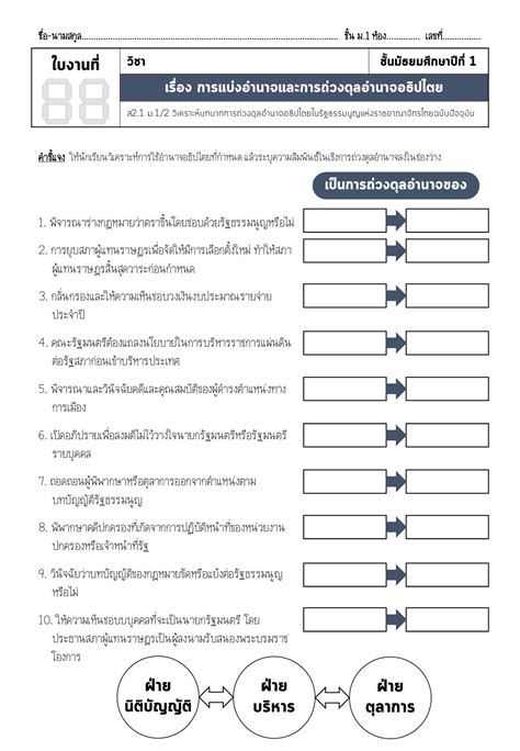 หน้าที่พลเมืองป 2 ใบงาน การประชุมและการทำงานในส่วนของพลเมืองประจำบ้าน