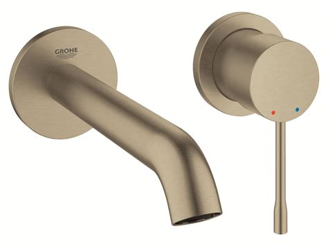 Grohe Essence New Wall Basin Mixer Tap Set Mm Brushed Nickel Star