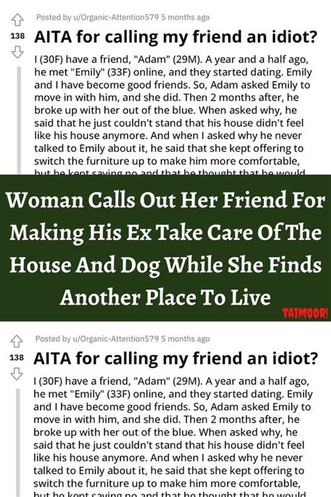 Woman Calls Out Her Friend For Making His Ex Take Care Of The House And