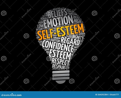 Self Esteem Light Bulb Word Cloud Concept Background Stock