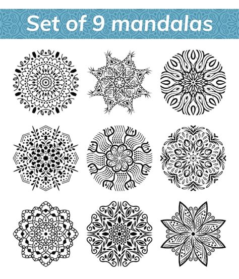 Mandala Set Indisches Antistress Medaillon Abstrakte Islamische Blume