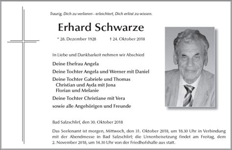 Traueranzeigen Von Erhard Schwarze Vrm Trauer De