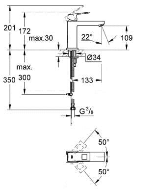 Bateria Umywalkowa GROHE Eurocube 23446000 Sengrand Pl