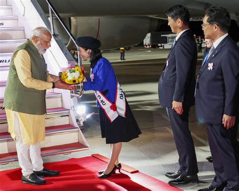 Prime Minister Narendra Modi Arrives In Hiroshima For G And Quad Summits