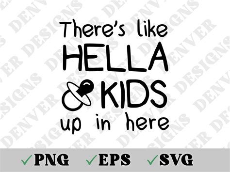 Hella Kids Up In Here Svg Png Eps Funny Mom Decal Theres Like