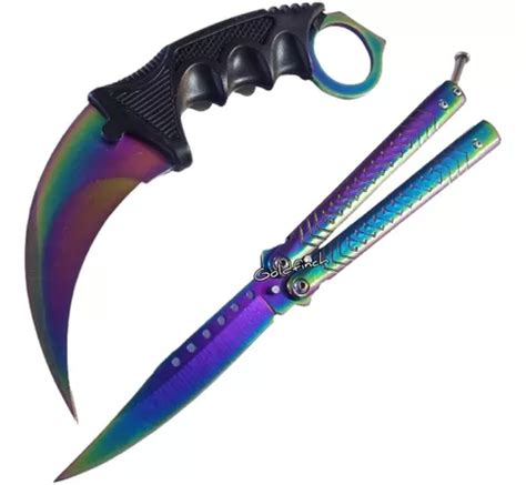 Set Combo Cuchillo Kerambit Navaja Mariposa Filo Cs Go Torna