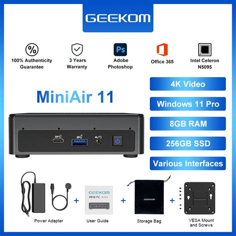 GEEKOM Minipc Nuc MiniAir 11 Mini PC Windows 11 Mini Desktop Computers