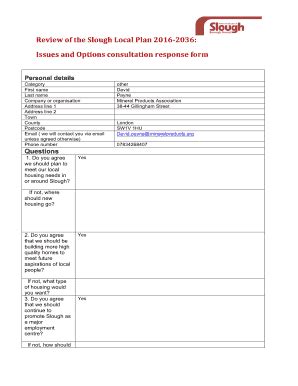 Fillable Online Review Of The Slough Local Plan 2016 2036 Issues And