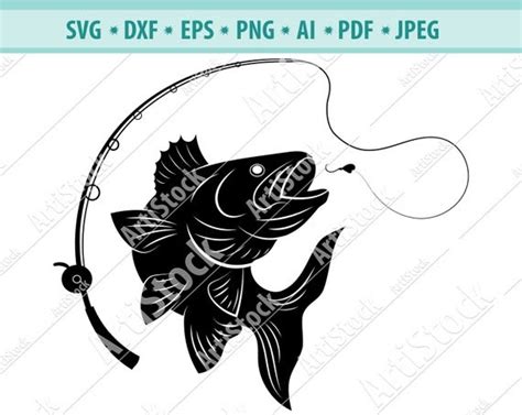 Fishing Pole With Fish Svg 220 Svg File For Cricut