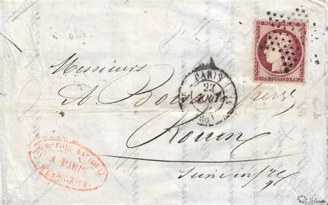 France 1849 1 Franc Carmine Cancelled On Letter Yvert Catawiki