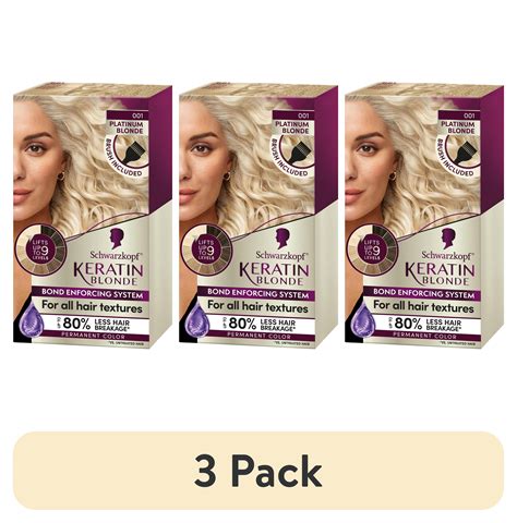 Pack Schwarzkopf Keratin Blonde Hair Dye Platinum Blonde Ultra Lightening Permanent