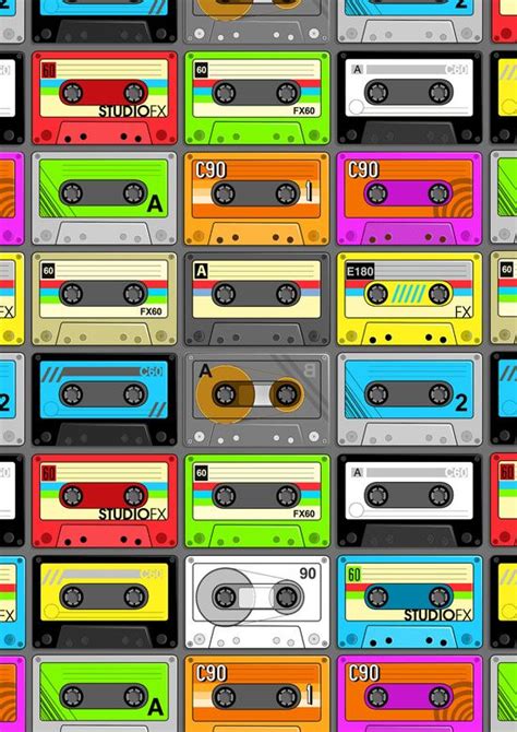 Retro 80s Cassette Tape Pattern Art Print By Jane Hazlewood Retro Tape Pattern Retro Art