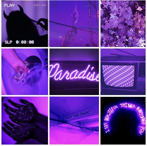 Neon Purple Aesthetic Collage Wallpaper