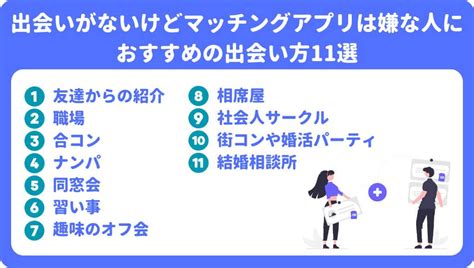 出会いがないけどアプリは嫌な人におすすめの出会い方11選！身元保証された婚活も紹介 男の婚活戦略