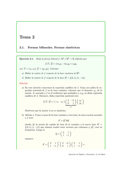 Ejercicios Tema2 Tema 2 2 Formas Bilineales Formas Sim Etricas