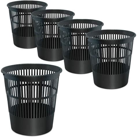 Lot De Poubelles De Bureau Noir Corbeilles Papier En Plastique